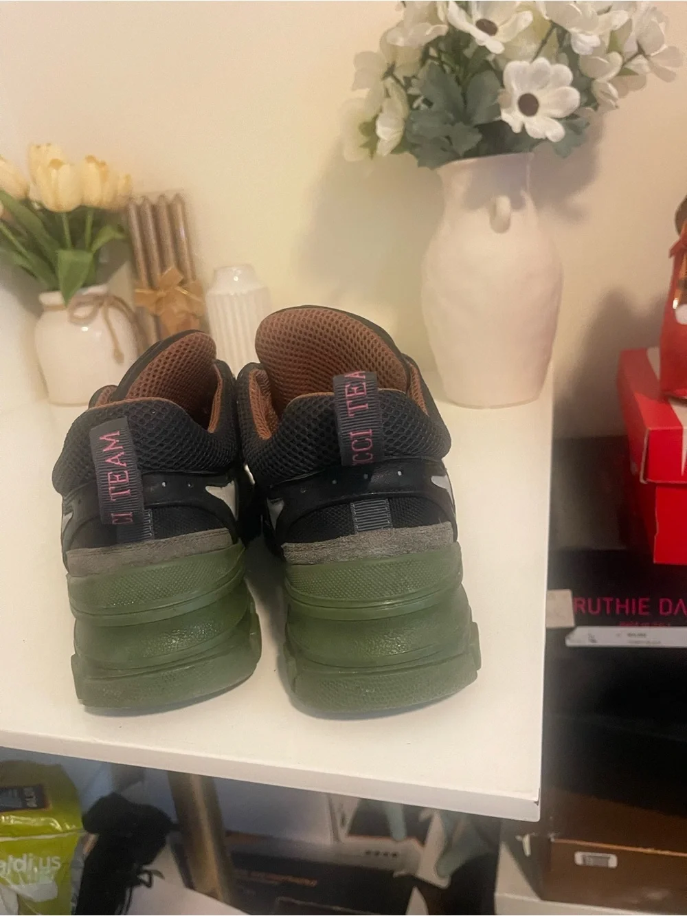 Gucci Black & Green Men's Chunky Lace-Up Sneakers
